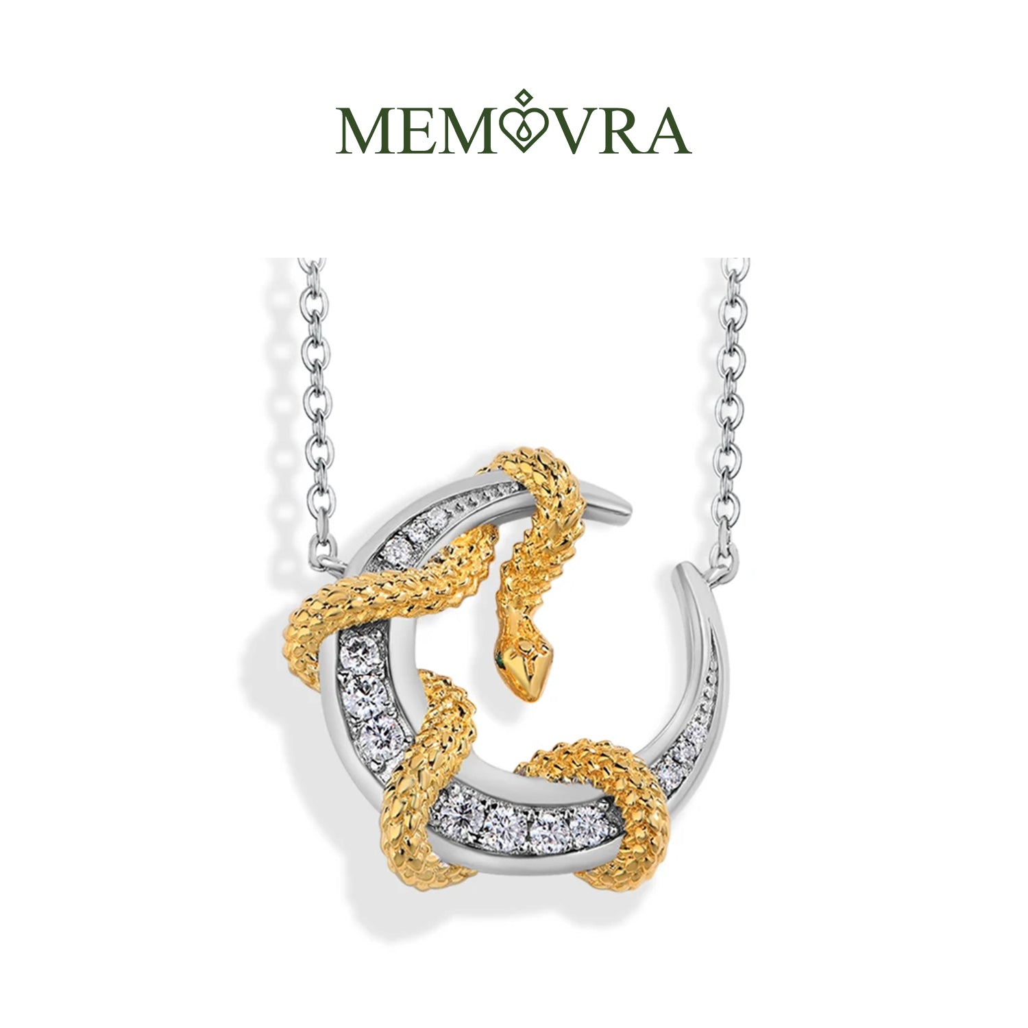 Memovra Moon & Snake Moissanite Necklace